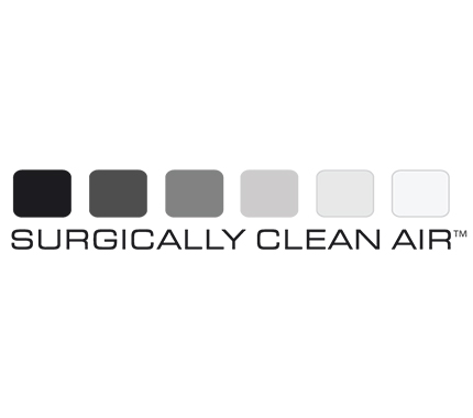 Black and white logo for surgically clean air in Hillsboro
