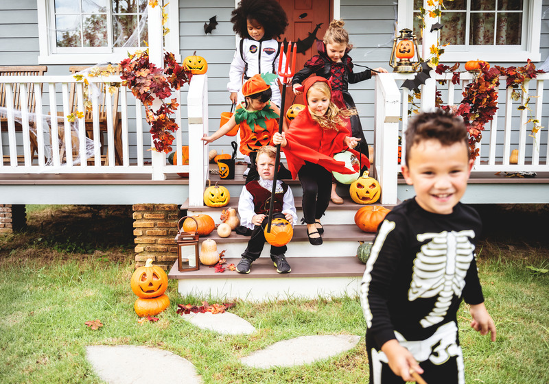 Kids trick-or-treating for candy alternatives